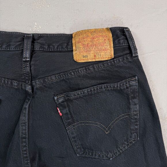 Vintage 1996 Levi's 501 Black Blue Denim Red Tab Jeans MADE IN USA Fit 32 x 32 - Picture 8 of 8